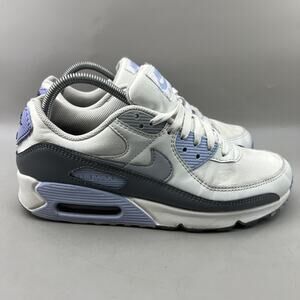 Nike Air Max 90 Running Shoes Women Size 10 White Blue Comfort Low Top Sneakers